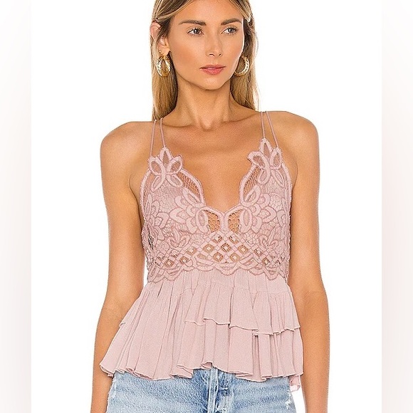 Free People Tops - NWT Free People Adella Dusty Mauve Lace Cami Top Size Medium